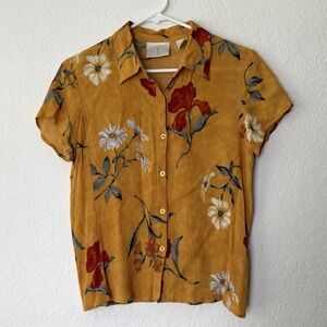 Vtg 90s Liz Claiborne Top Size 8 PETITE Floral Button Down Boho Y2K Cottagecore